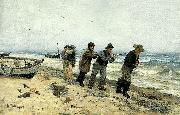 fritz thaulow hjemvendende fiskere oil painting